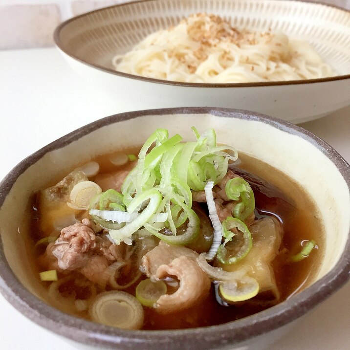 ゴマ香る♪茄子と豚肉のつけ麺